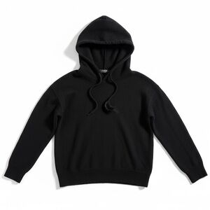 CAARA Cashmere Cropped Hoodie Quiet Luxury Minimalist Pullover Lounge Black S